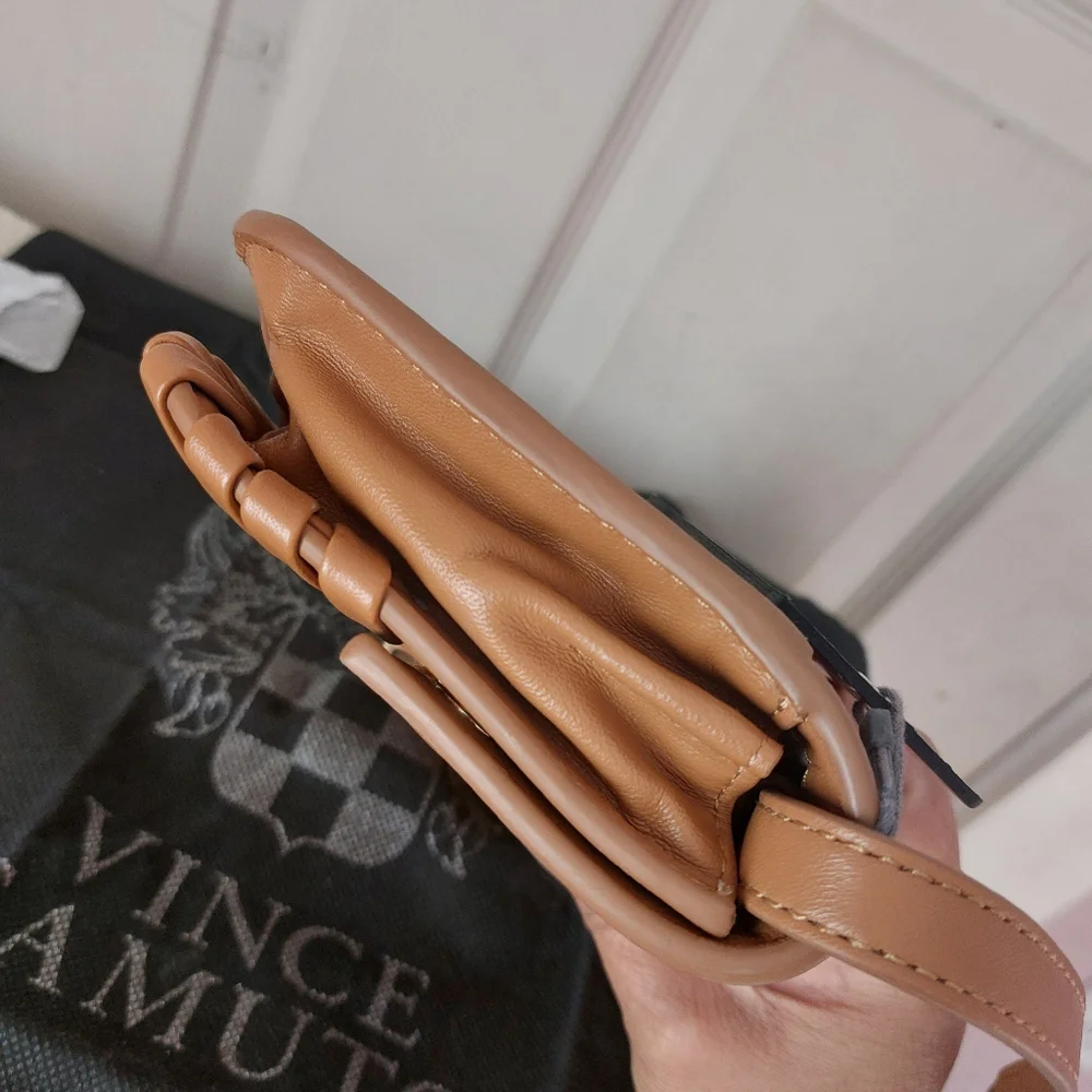 Vince Camuto Menio Aged Rum Genuine Leather Small Crossbody Bag - Picture 12 of 14